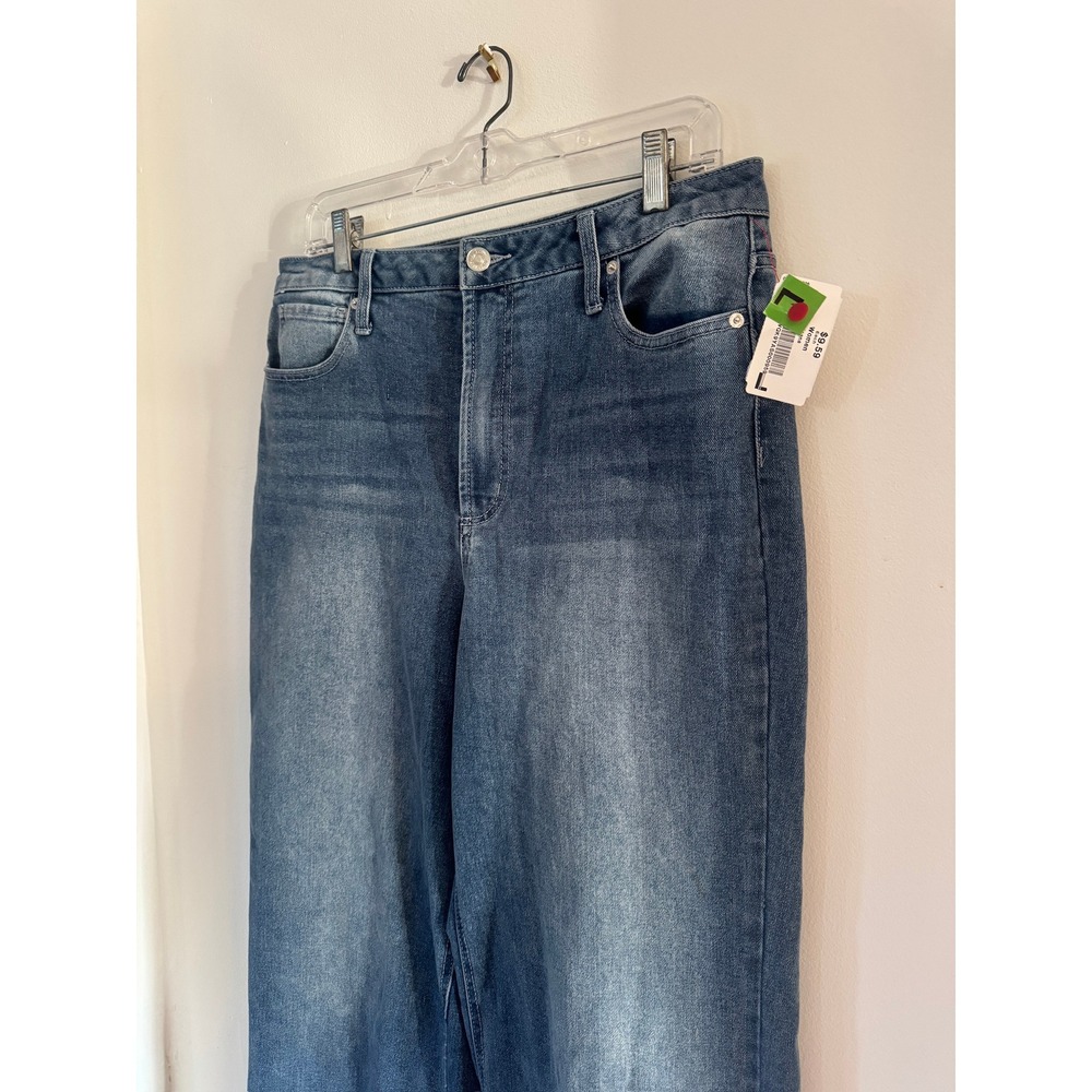 Juicy Couture Wide Leg Jeans 13/31 Blue Rhinestone Embellished Y2K McBling Denim